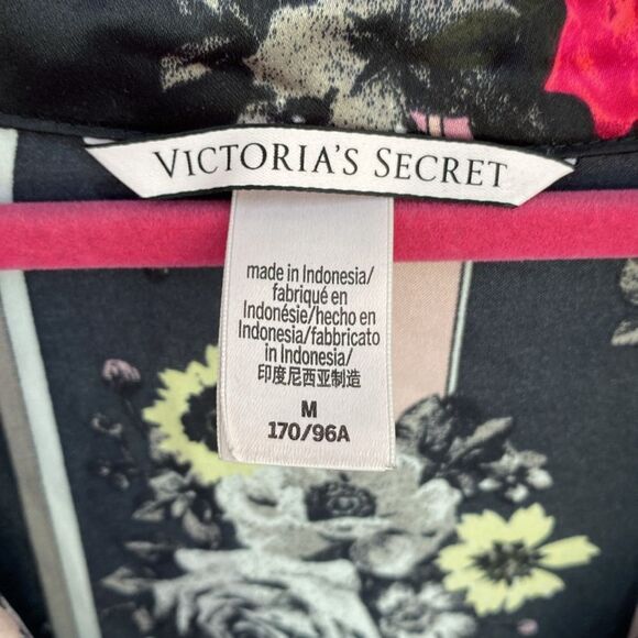 Victoria’s Secret Striped Roses Floral Long Sleeved Pajama Top Sz M - Picture 4 of 9